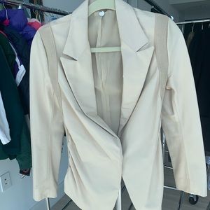 Beige lamb leather jacket blazer